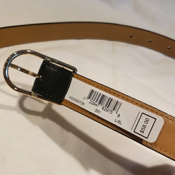Kate Spade leather belt. 1" Stitched Edge Black, Pinmount Logo. - Picture 4 of 10